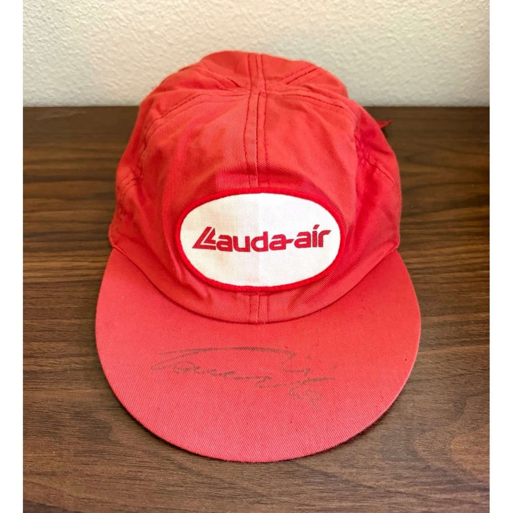 Vintage Lauda Air Niki Lauda Autographed Signed Red Hat Cap F1 Formula 1